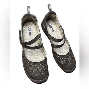 JBU sandals Mary Jane memory foam charcoal size 9 M boxFC